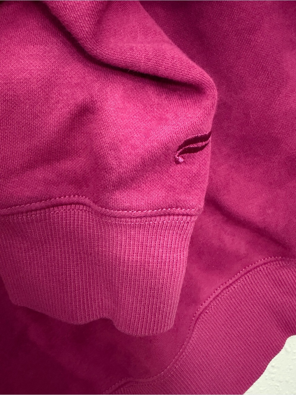 Fabletics Cozy Fleece Raglan Sweatshirt in Radiant Raspberry Smudge - Picture 3 of 5